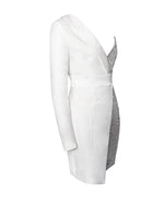 Silver Night White Sequin Crepe Tuxedo Blazer Dress
