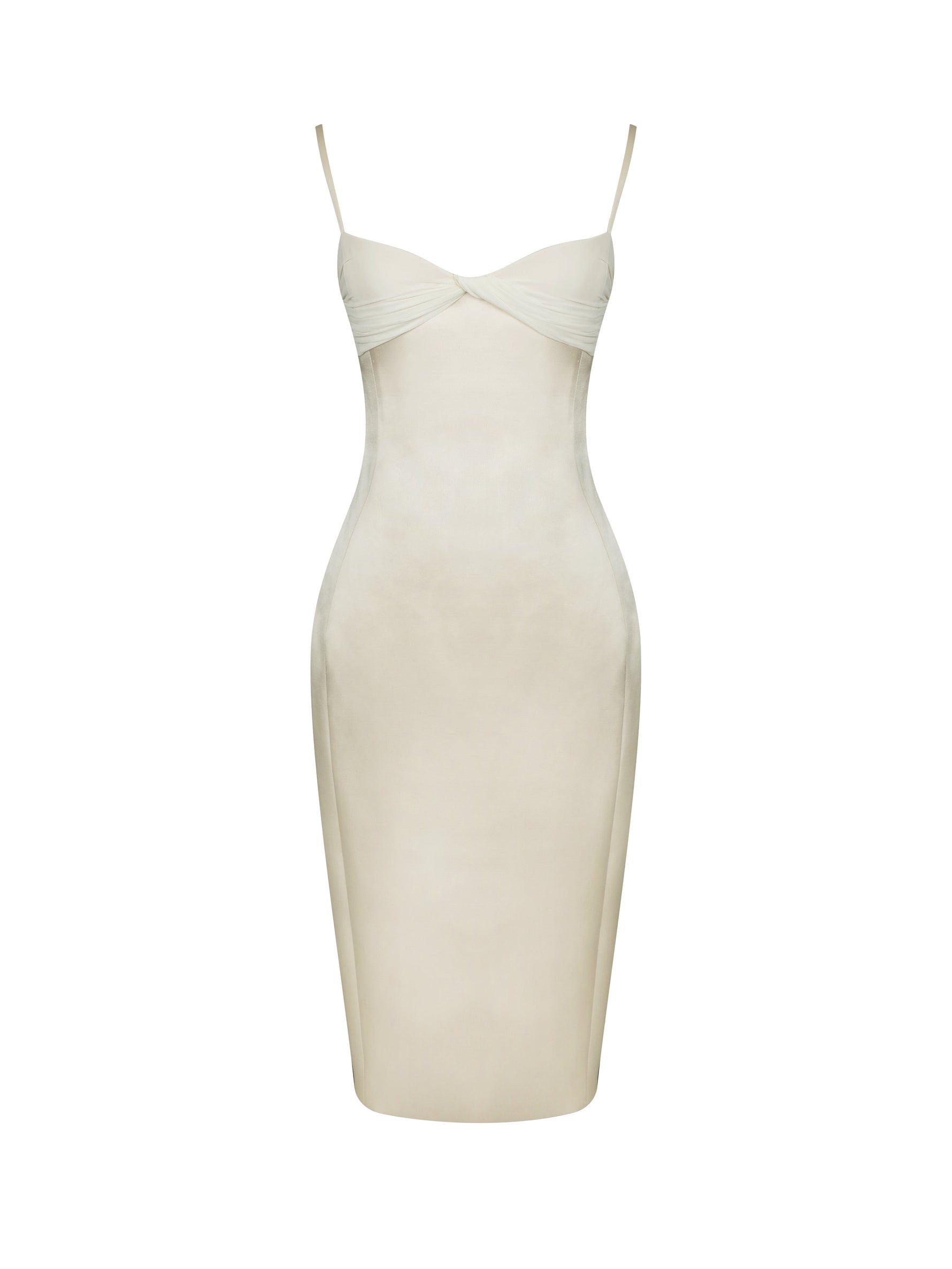 Gracie Butter Yellow Ruched Satin Midi Dress Miss Circle