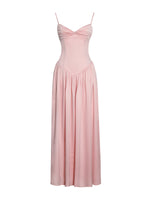 Najwa Baby Pink Ruched Breast Drop Waist Maxi Dress Miss Circle