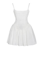 Kadi White Cotton Drop Waist Corset Mini Dress Miss Circle