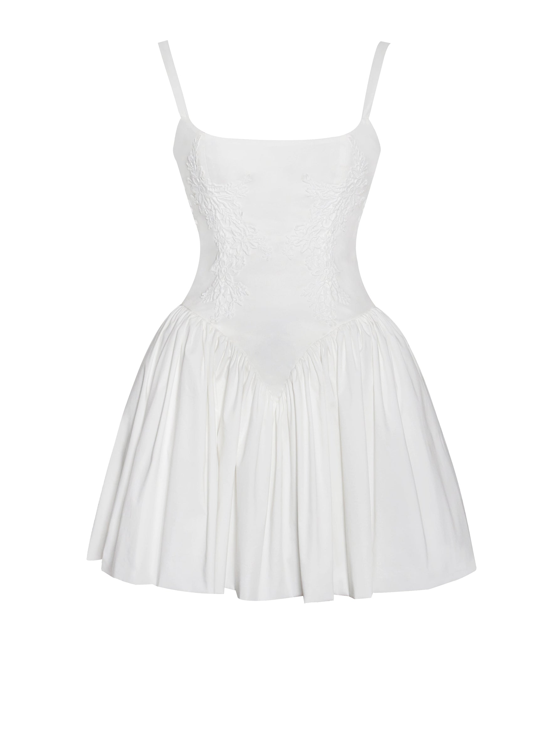 Kadi White Cotton Drop Waist Corset Mini Dress Miss Circle