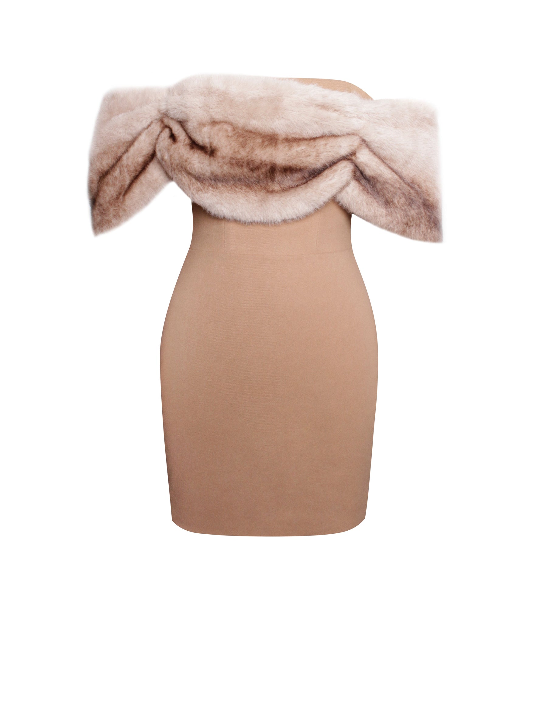 Nadira Off Shoulder Fur Trim Mini Dress Miss Circle