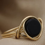 BLACK ONYX KNOT RING