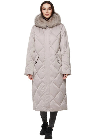 Genuine Polar Fox Fur Collar-Hood Down Winter Coat - By Baano