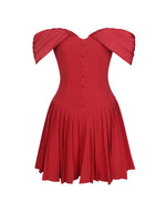 Narelle Crimson Off-Shoulder Sweetheart Drop Waist Mini Dress Miss Circle