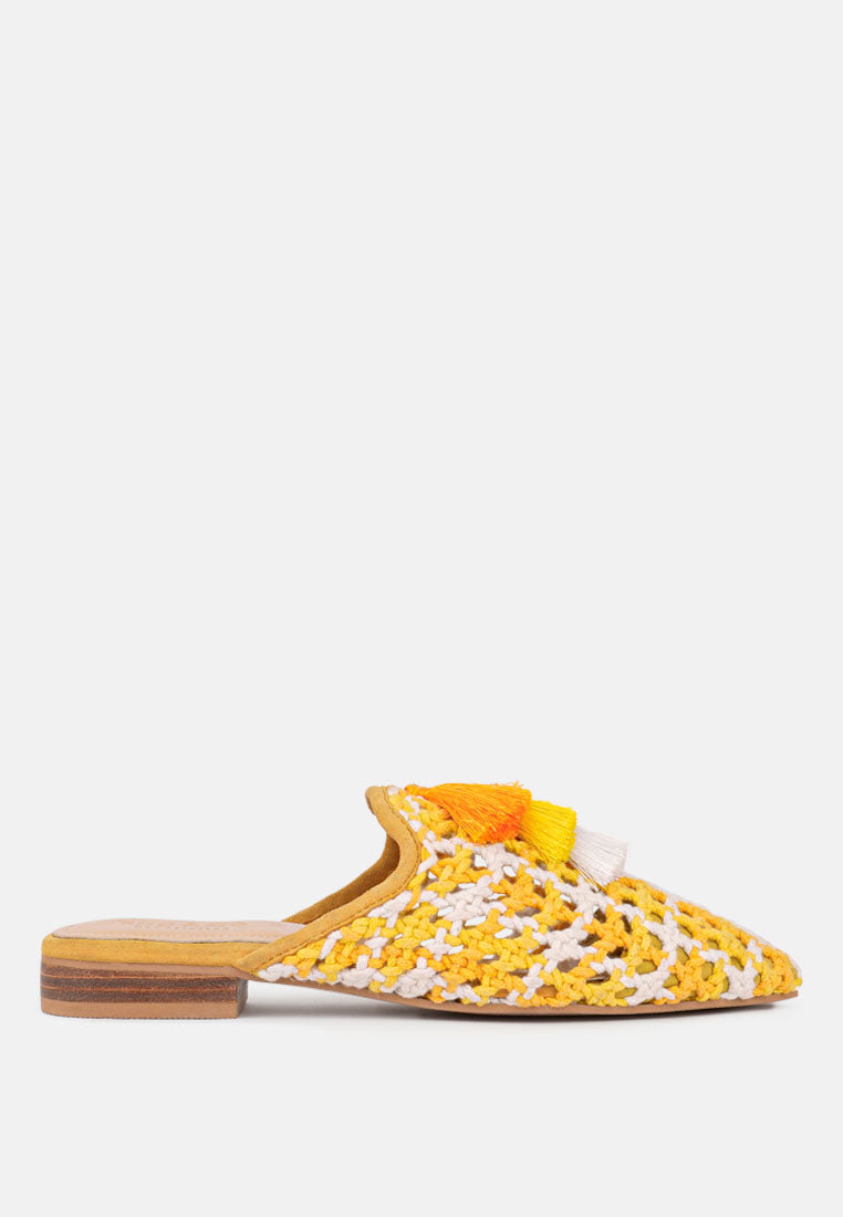 Mariana Woven Flat Mules With Tassels