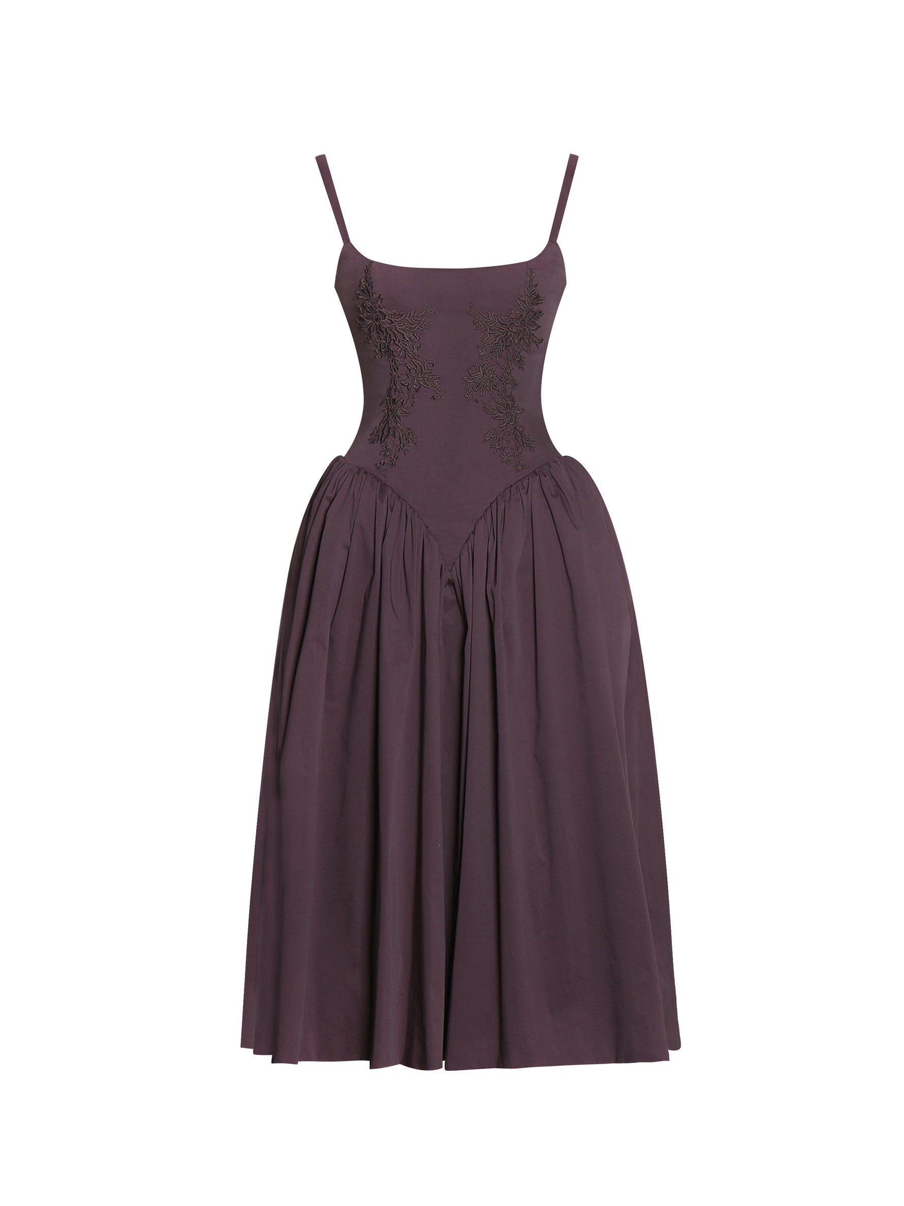 Oakleigh Blackberry Purple Cotton Lace-up Back Midi Dress Miss Circle