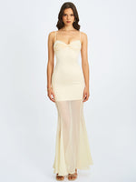Zayne Butter Yellow Ruch Breast Chiffon Mermaid Maxi Dress