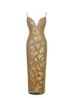 Edie Gold Beaded Sequin Midi Pencil Dress Miss Circle