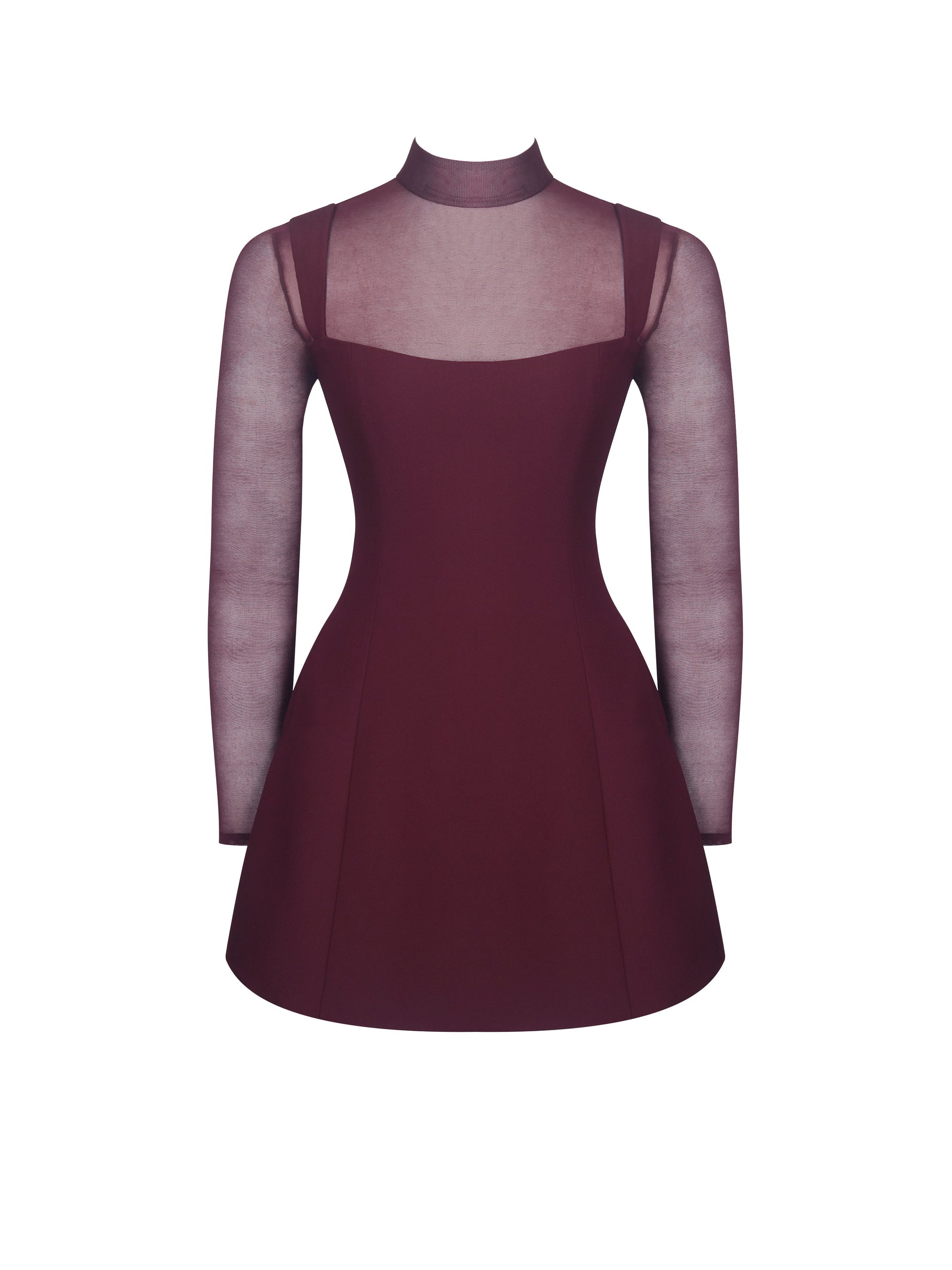Natasha Burgundy Faux Two-Piece Turtleneck Mini Dress Miss Circle