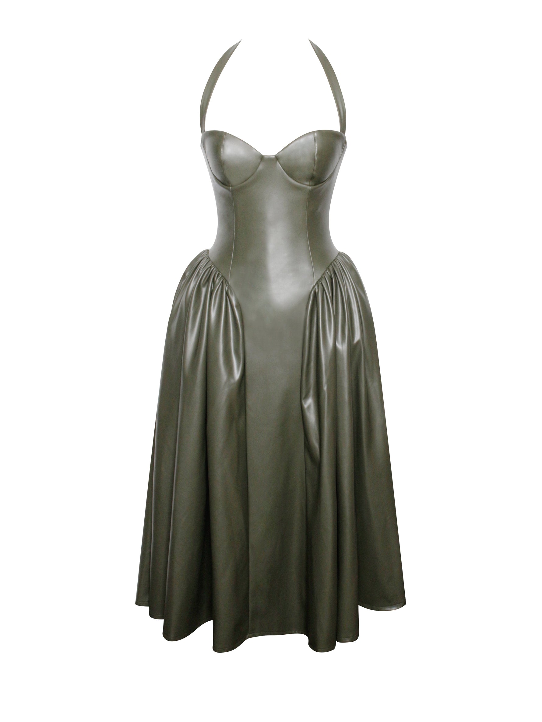 Eliana Olive Vegan Leather Dress Miss Circle