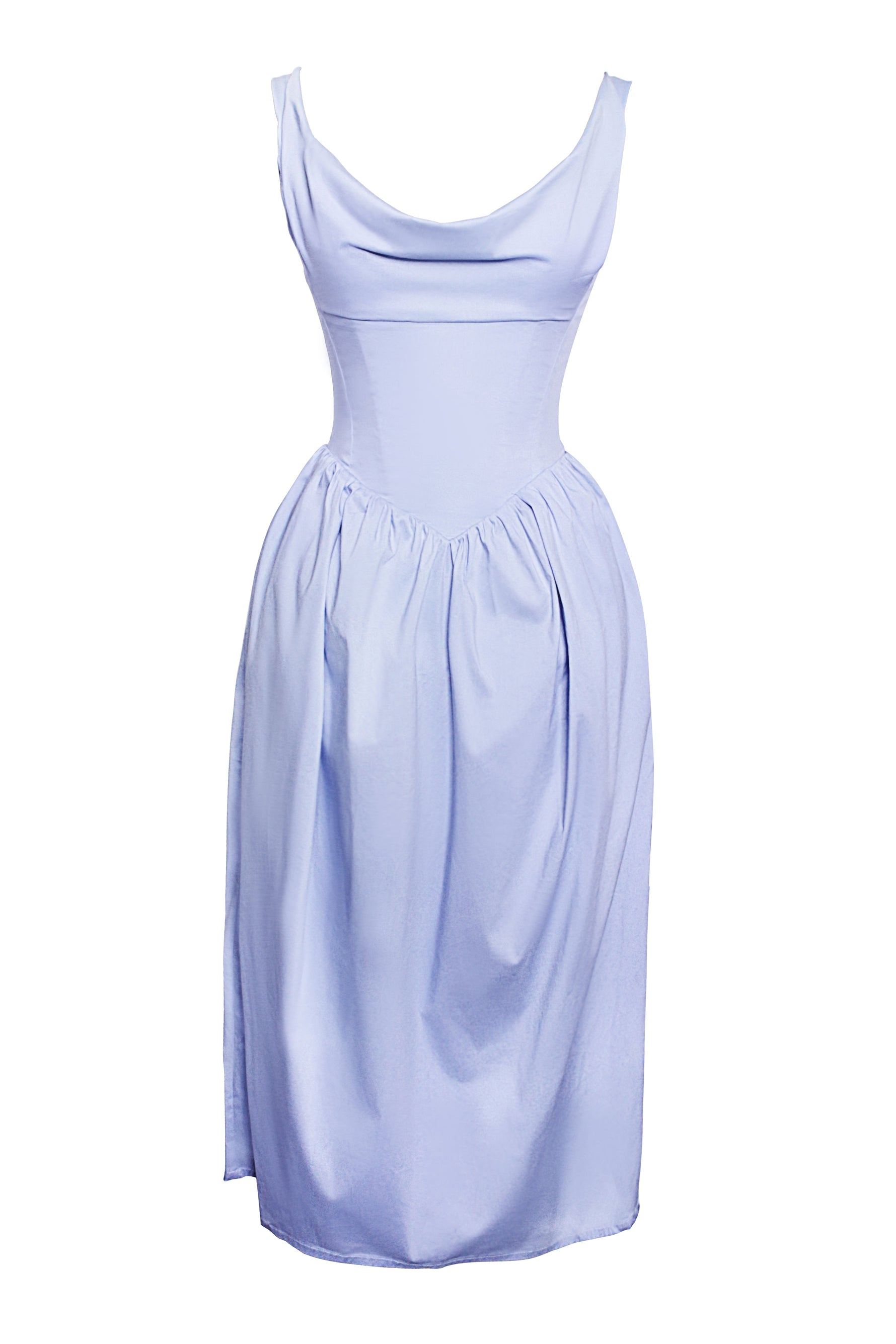 Reina Blue Drop Waist Corset Midi Dress Miss Circle