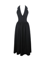 Delaney Black Lapel Halter Midi A-Line Dress Miss Circle
