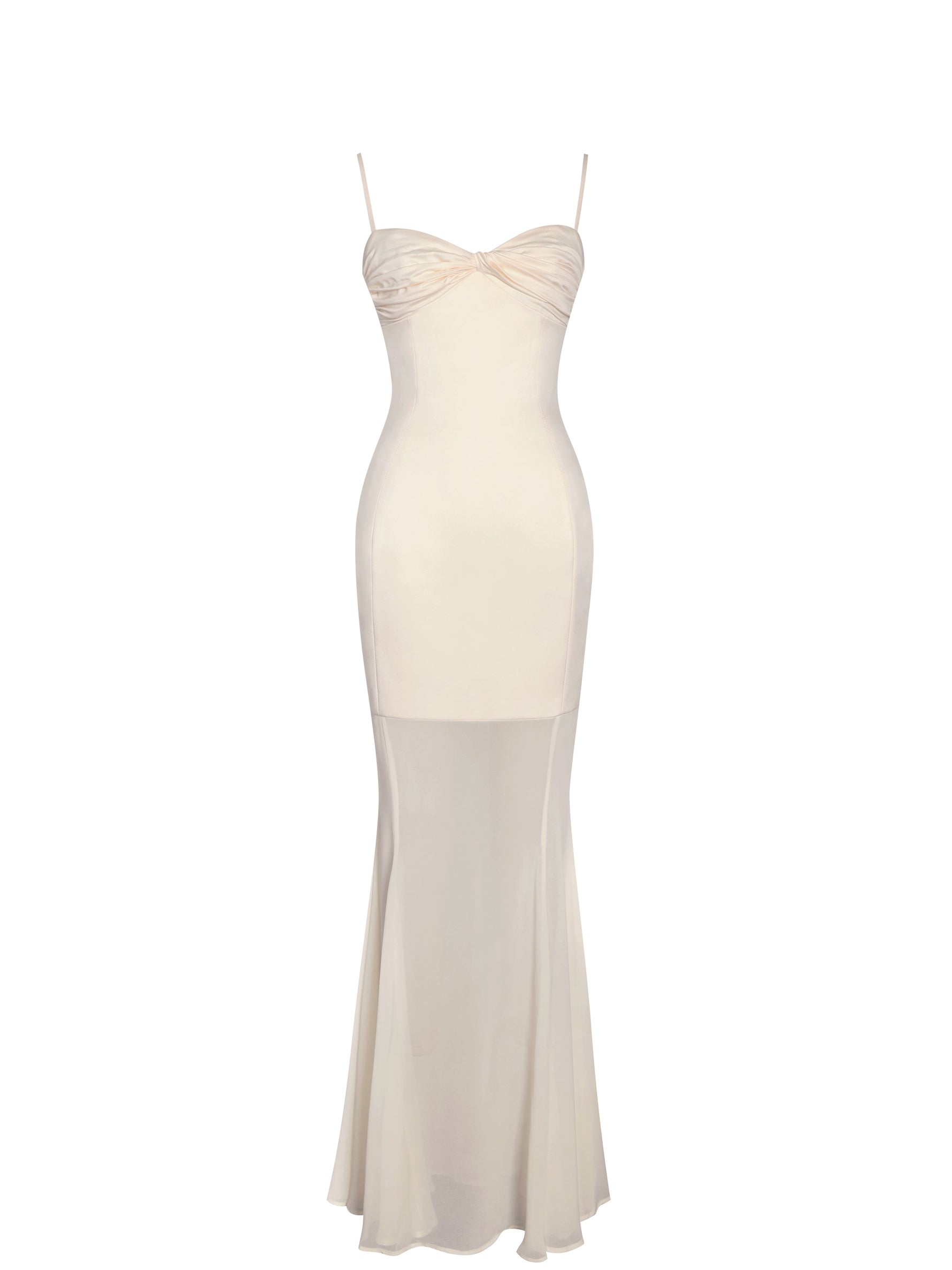 Zayne Butter Yellow Ruch Breast Chiffon Mermaid Maxi Dress