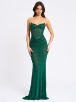 Fatima Green Crystal Sleeveless Corset Mermaid Maxi Dress Miss Circle