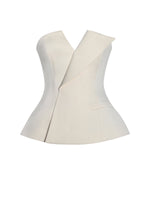Yani Ivory Asymmetrical Lapel Sleeveless Peplum Top Miss Circle