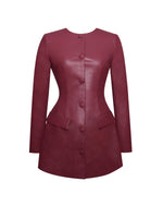 Baila Burgundy Vegan Leather Blazer Mini Dress Miss Circle