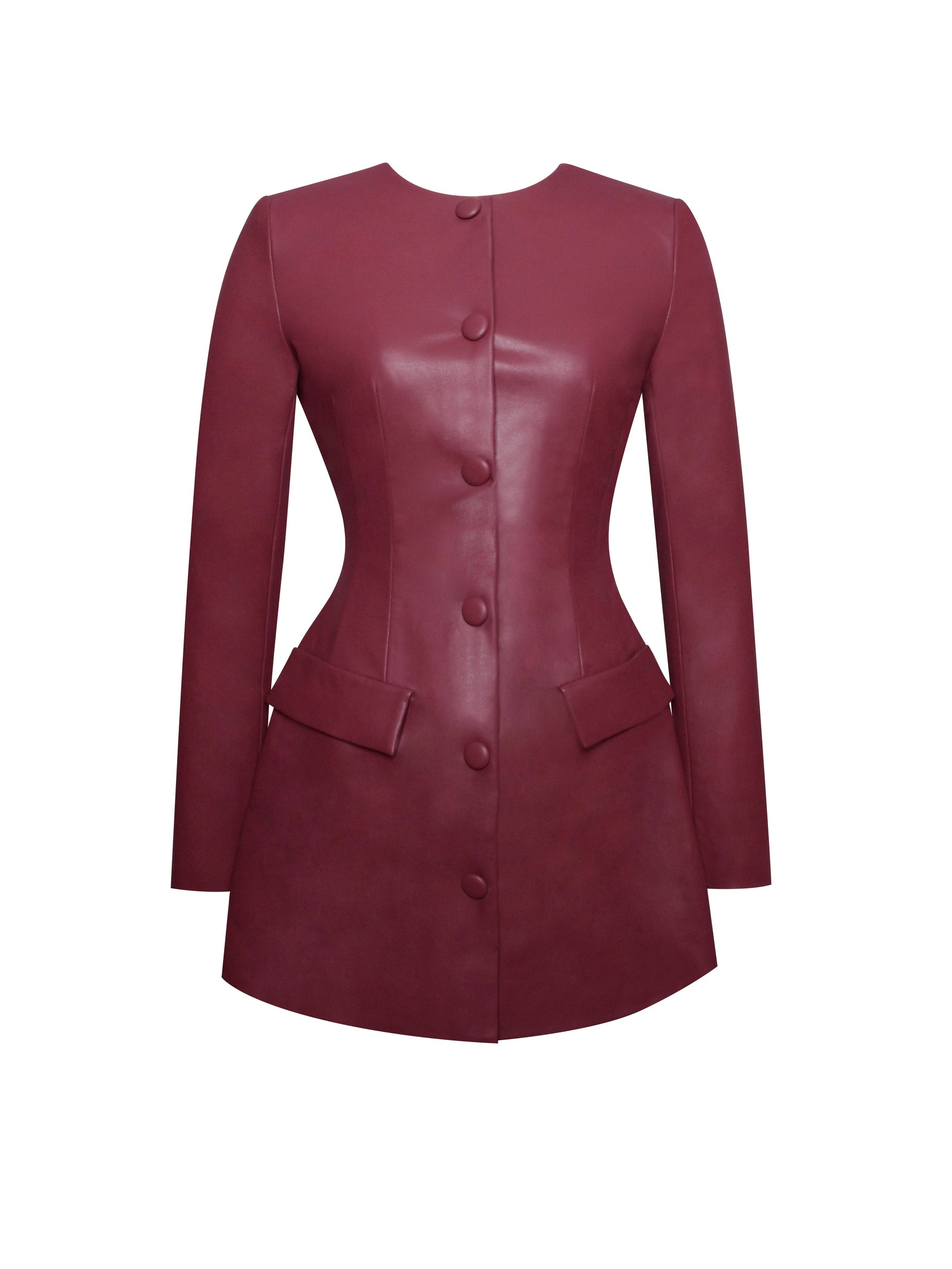 Baila Burgundy Vegan Leather Blazer Mini Dress Miss Circle