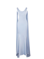 Eira Mist Blue Cowl Scarf-Detail Mermaid Maxi Dress