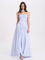 Qianna Baby Blue Peplum Drop Waist Chiffon Gown Miss Circle
