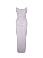 Raylee Lilac Beaded Mesh Strapless Sheath Maxi Dress