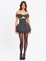 Umika Black Polka Dots Bubble Hem Mini Dress Miss Circle