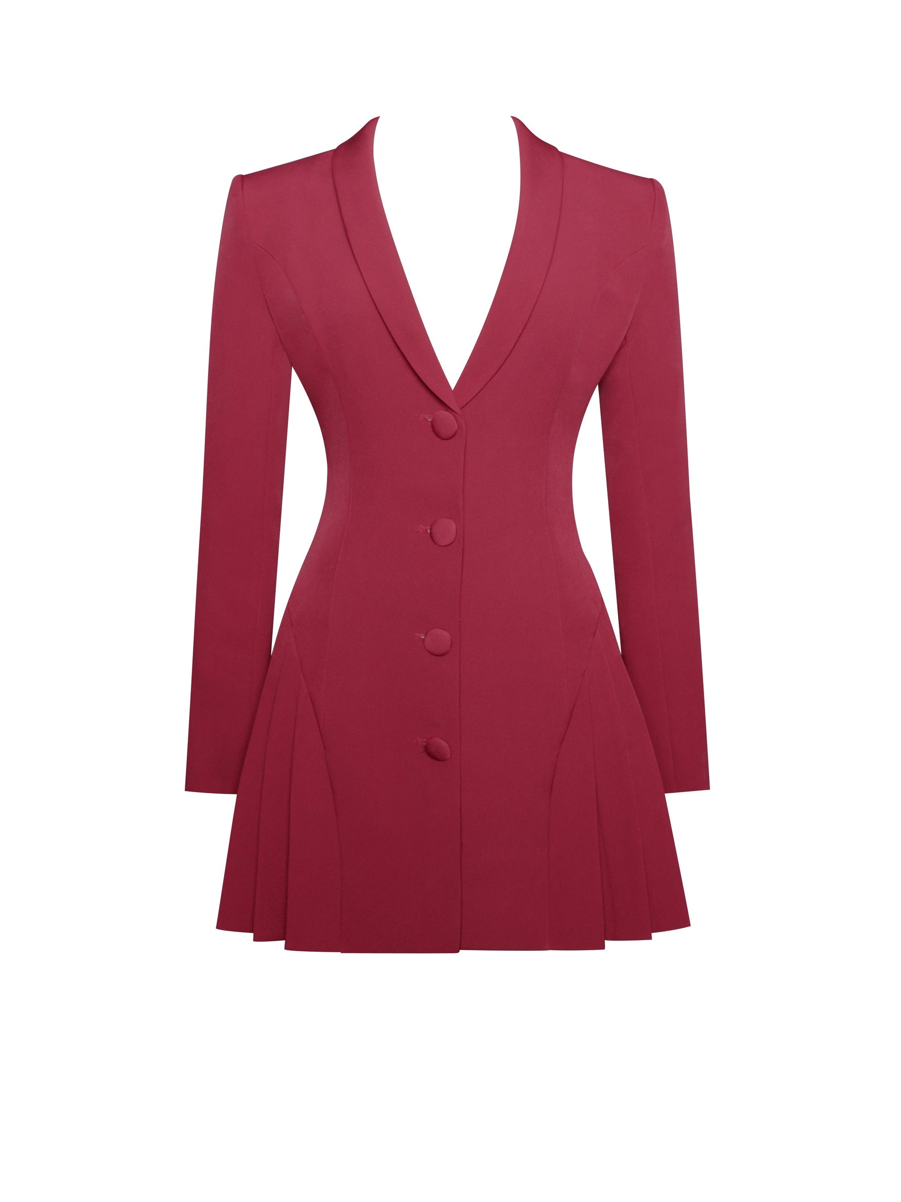 Delia Burgundy Blazer Dress with Pleated Detail Miss Circle