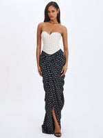 Tamryn Black & White Polka Dot Sweetheart Maxi Dress