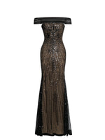 Qeturah Embroidered Sequin Off Shoulder Mesh Gown Miss Circle