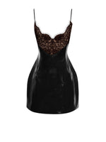 Shelby Black Vegan Leather with Lace Mini Dress Miss Circle