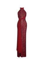 Cerise Scarlet Burnout Velvet Multiwear Mesh Ribbon Maxi Dress