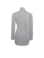 Tahlia Deep V Pinstripes Gray Blazer Dress with scarf collar Miss Circle