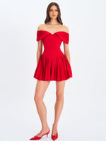 Narelle Crimson Off-Shoulder Sweetheart Drop Waist Mini Dress Miss Circle