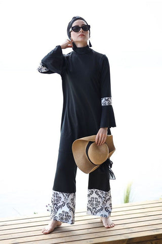 Lycra Black Burkini Modest Swimwear 1958 - By Baano