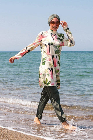 Lycra Khaki Burkini Modest Swimwear 1966 - By Baano