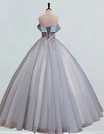 Women's Blue Lace Applique Off-Shoulder Prom Ball Gown | Elegant Evening Dress