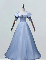 Blue square pleated ball gown prom dress pearl long ball gowns for prom women evening party dress
