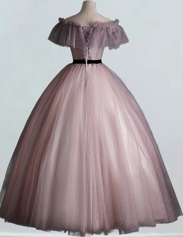 Off the shoulder fairy long prom dress ball gown tulle bridal dress gown