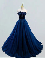 Navy Blue Strapless Beaded Evening Gown | Girls' Elegant Prom & Formal Dress