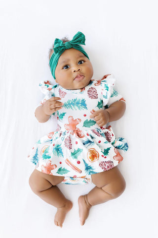Classic Christmas Twirl Flutter Bodysuit - By Baano