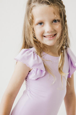 Lavender S/S Flutter Sleeve Leotard - By Baano