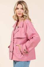 Mittoshop Double Breasted Long Sleeve Trench Coat Jacket - By Baano