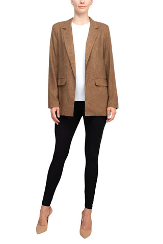 BCBG Generation notched collar open front long sleeve relaxed blazer - By Baano