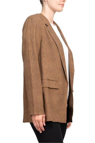 BCBG Generation notched collar open front long sleeve relaxed blazer - By Baano
