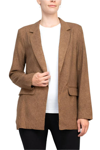 BCBG Generation notched collar open front long sleeve relaxed blazer - By Baano