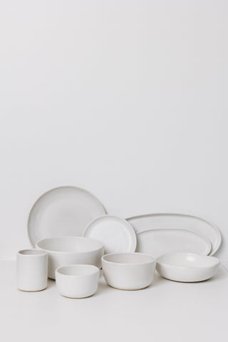 Ines Oval Lipped Serving Plate - Matte White - Set of 2