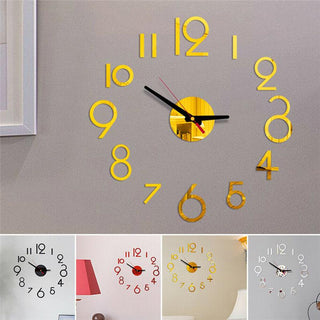 20 Inch Wall Clock Round Style Number Coffee Tea Cup Modern Large Silent Wall Stickers for Hall and Bedroom Home Decorations Arabic Numeral Wall Clocks Acrylic Mirror Stickers/Home Decor Design Acrylic Wall Clock Stickers Home Living Room Decoration Stevvex