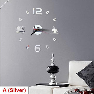 20 Inch Wall Clock Round Style Number Coffee Tea Cup Modern Large Silent Wall Stickers for Hall and Bedroom Home Decorations Arabic Numeral Wall Clocks Acrylic Mirror Stickers/Home Decor Design Acrylic Wall Clock Stickers Home Living Room Decoration Stevvex