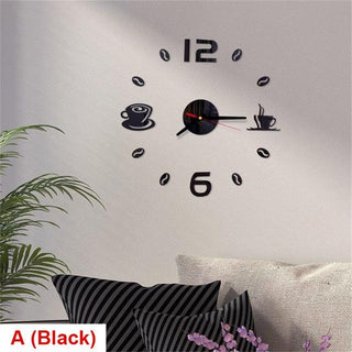 20 Inch Wall Clock Round Style Number Coffee Tea Cup Modern Large Silent Wall Stickers for Hall and Bedroom Home Decorations Arabic Numeral Wall Clocks Acrylic Mirror Stickers/Home Decor Design Acrylic Wall Clock Stickers Home Living Room Decoration Stevvex
