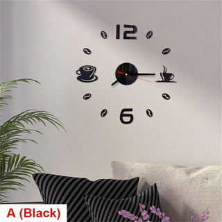 20 Inch Wall Clock Round Style Number Coffee Tea Cup Modern Large Silent Wall Stickers for Hall and Bedroom Home Decorations Arabic Numeral Wall Clocks Acrylic Mirror Stickers/Home Decor Design Acrylic Wall Clock Stickers Home Living Room Decoration Stevvex